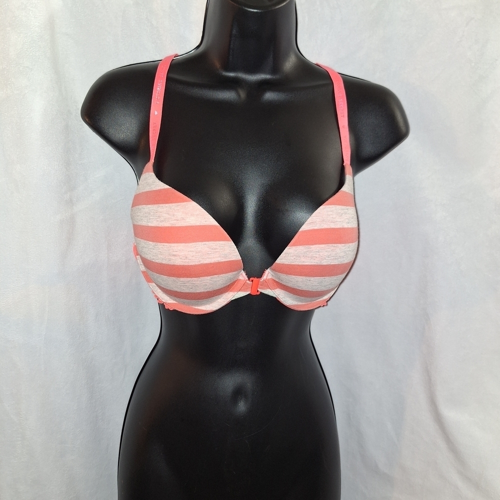 Victoria's Secret Pink and Gray Striped Bra with Underwire